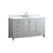 Modero 60 Single Vanity Chilled Gray in Cala White Engineered Stone Corner View