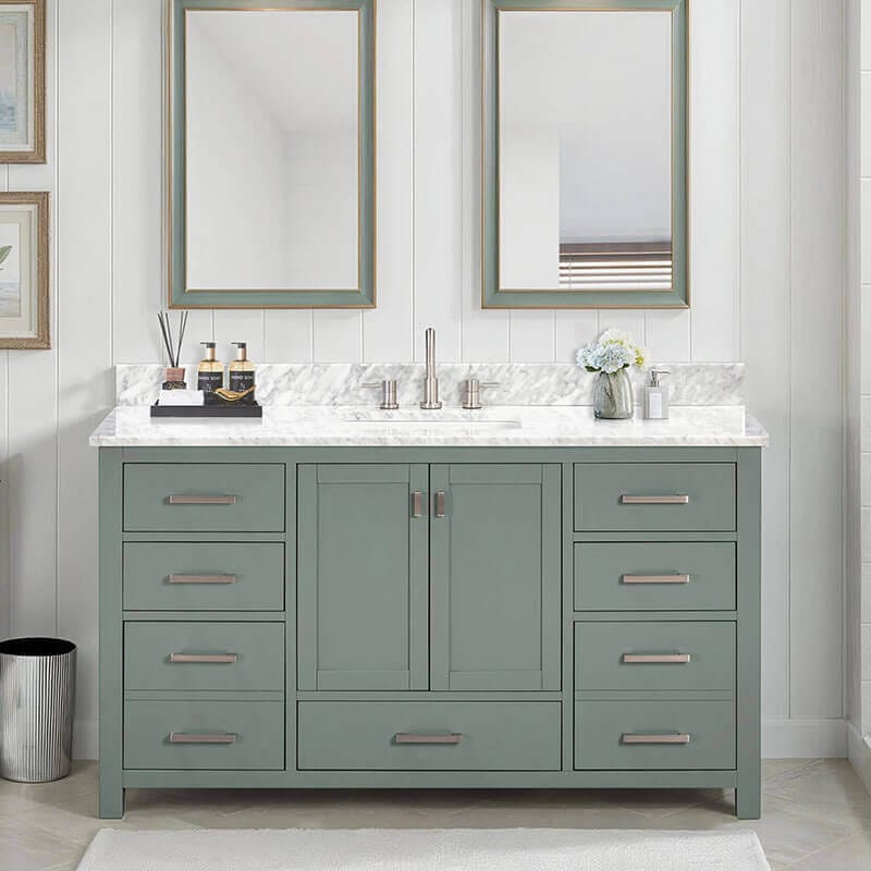 Modero 60 Single Vanity Smoke Green in Modero 60 Single Vanity Smoke Green Front View