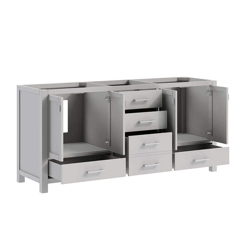 Modero 72 Double Vanity Chilled Gray Cabinet Only Open Drawer