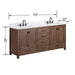 Modero 72 Double Vanity Mocha Oak in Cala White Engineered Stone Dimension
