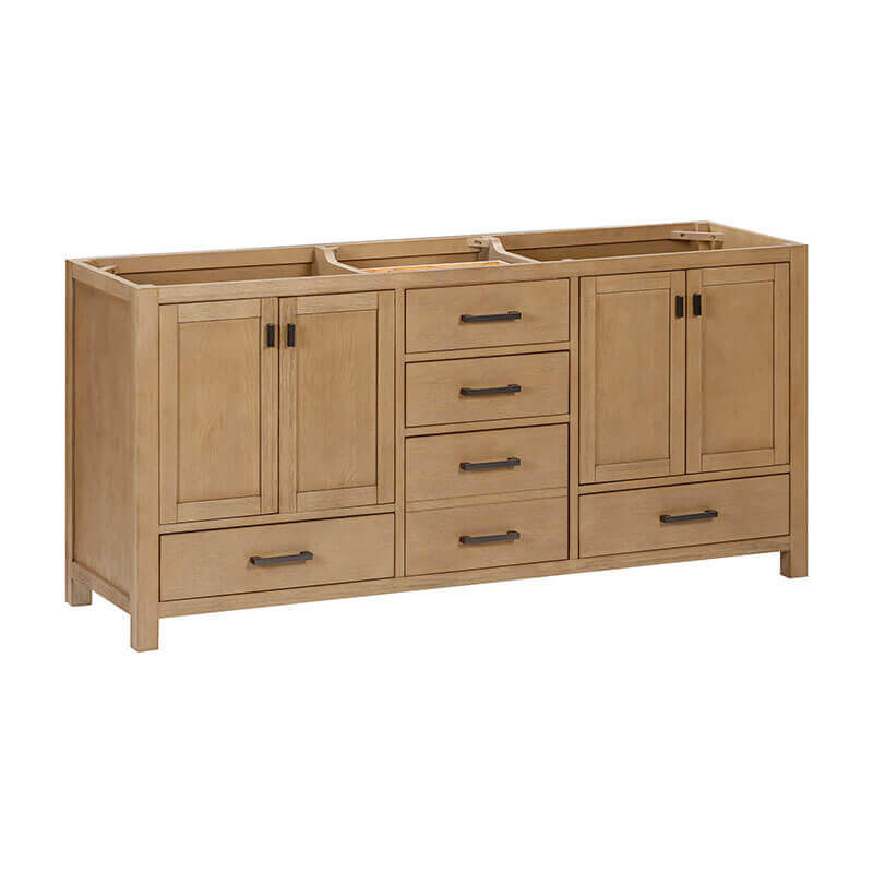 Modero 72 inch Double Vanity Brushed Oak Cabinet Only Corner View