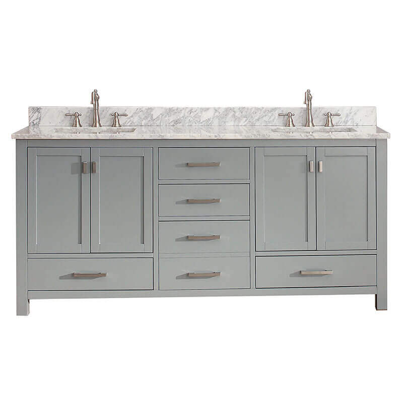 Modero 72 inch Double Vanity Chilled Gray in Carrara White Marble