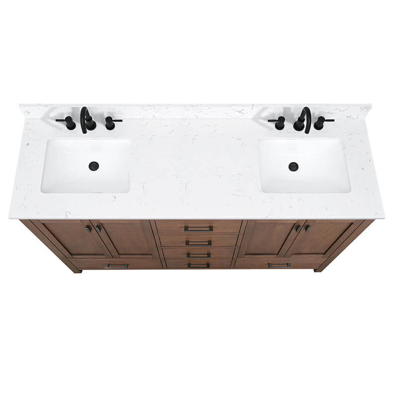 Modero 72 inch Double Vanity Mocha Oak in Cala White Engineered Stone