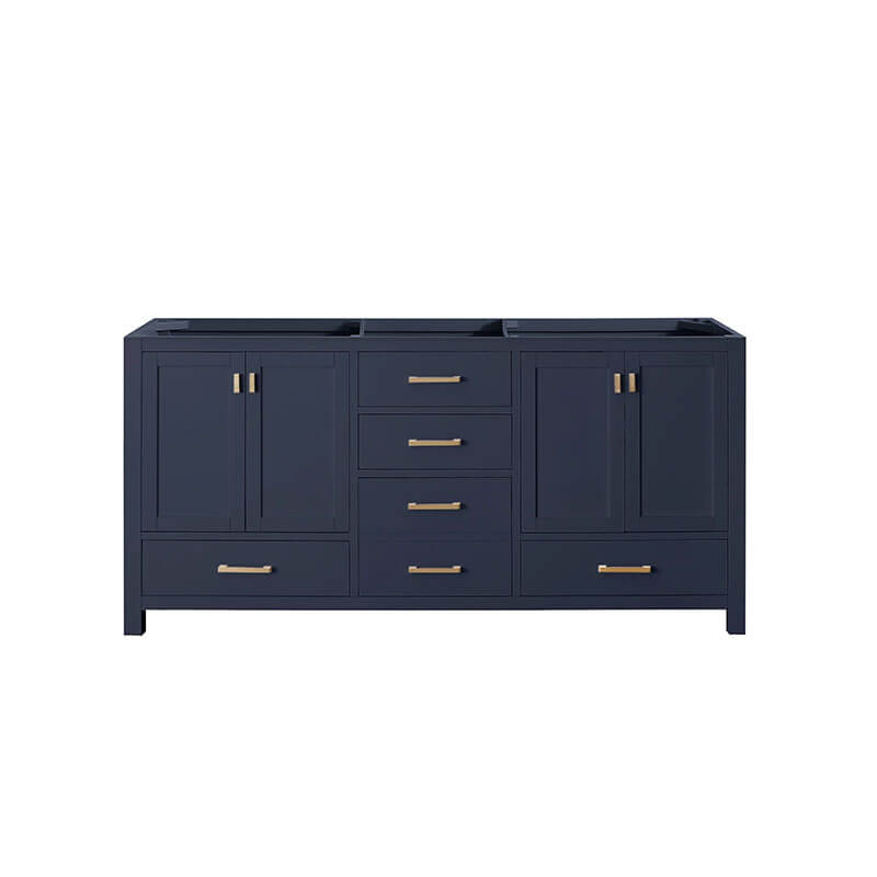 Modero 72 inch Double Vanity Navy Blue Cabinet Only Front View