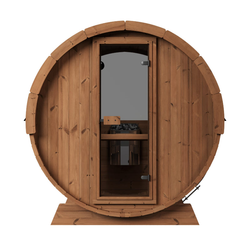 Mr Steam Barrel Haus Collection Outdoor Sauna 4 Person, 6' x 6.75' (9 kW) Front View
