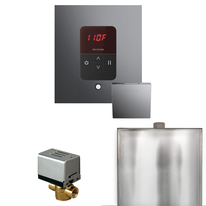 Mr Steam Basic Butler Steam Shower Control Package with Square iTempo Control and Steamhead in Brilliant Black