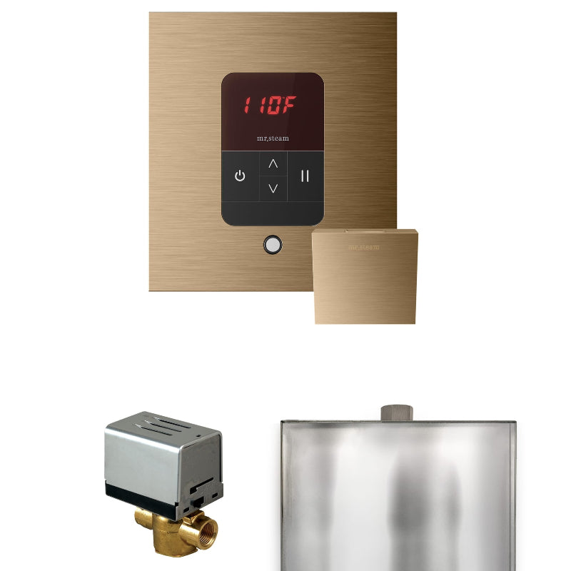 Mr Steam Basic Butler Steam Shower Control Package with Square iTempo Control and Steamhead in Brushed Bronze