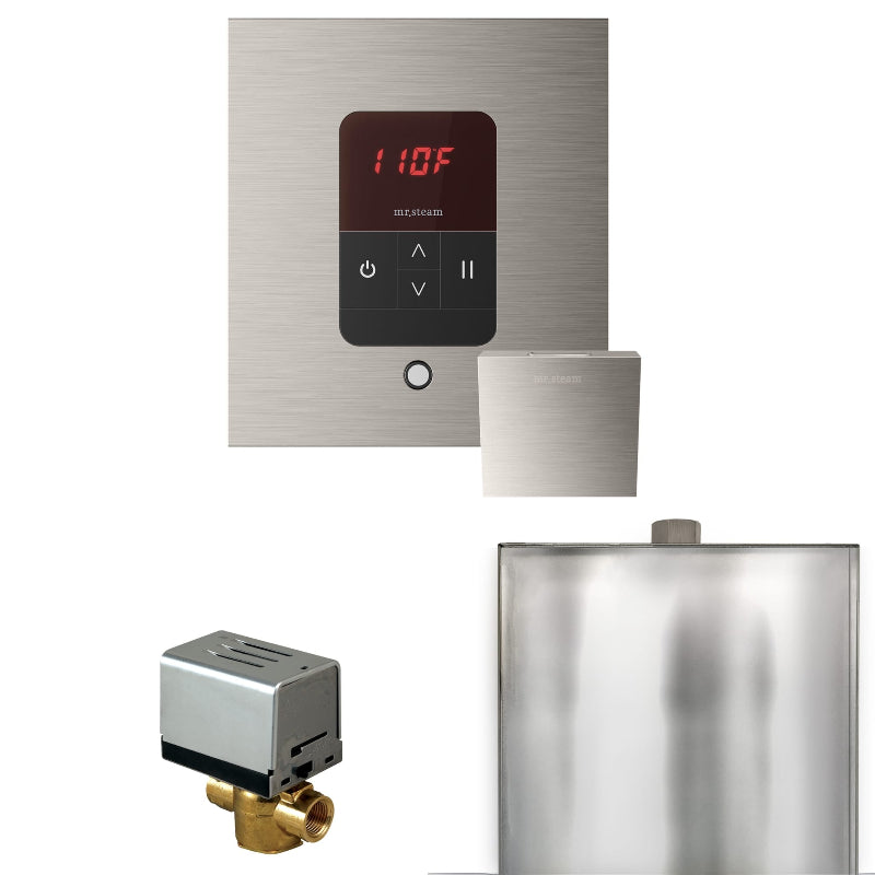 Mr Steam Basic Butler Steam Shower Control Package with Square iTempo Control and Steamhead in Brushed Nickel