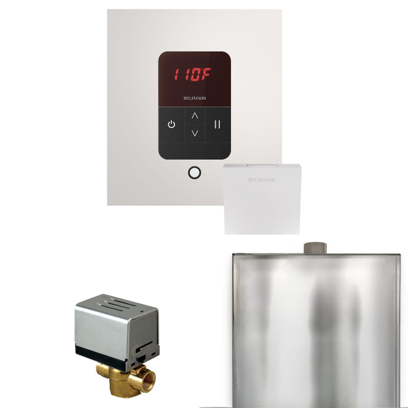 Mr Steam Basic Butler Steam Shower Control Package with Square iTempo Control and Steamhead in White