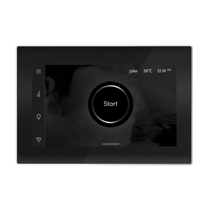 Mr Steam Black iSteamX Steam Shower Control with White Aroma Steamhead