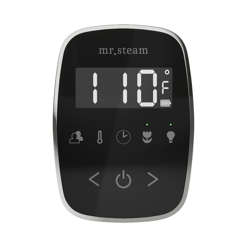 Mr Steam Black TempoFlex Steam Shower Control with Brilliant Black Aroma Steamhead