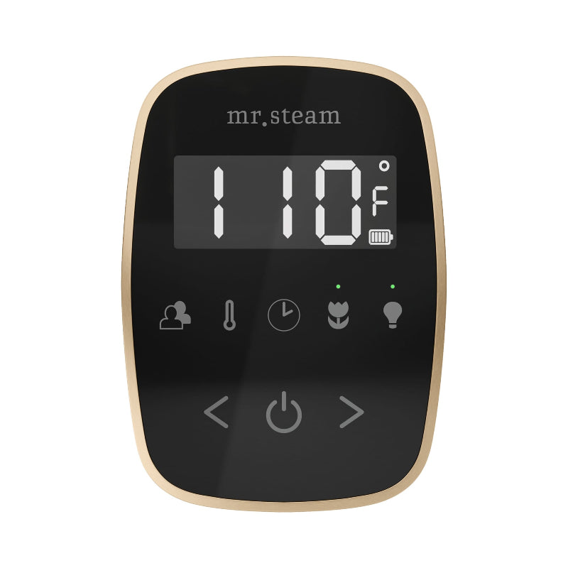 Mr Steam Black TempoFlex Steam Shower Control with Brushed Bronze Aroma Steamhead