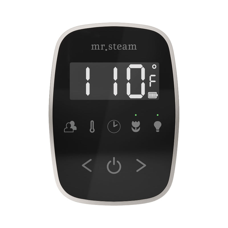 Mr Steam Black TempoFlex Steam Shower Control with Brushed Nickel Aroma Steamhead