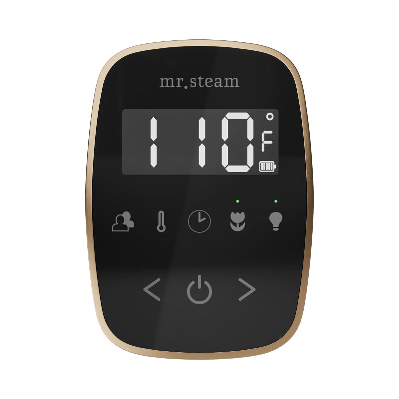 Mr Steam Black TempoFlex Steam Shower Control with Nouveau Bronze Aroma Steamhead