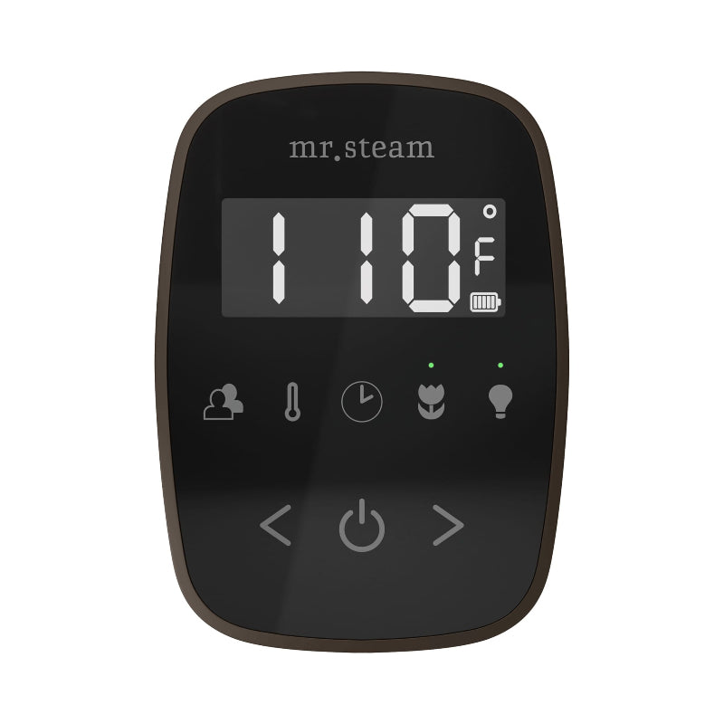 Mr Steam Black TempoFlex Steam Shower Control with Oil-Rubbed Bronze Aroma Steamhead