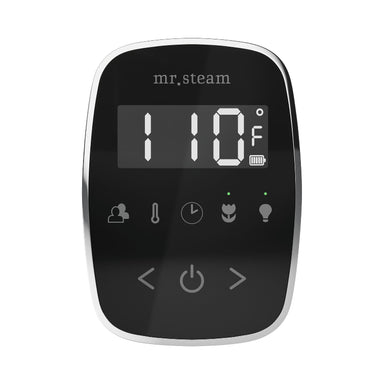 Mr Steam Black TempoFlex Steam Shower Control with Polished Chrome Aroma Steamhead