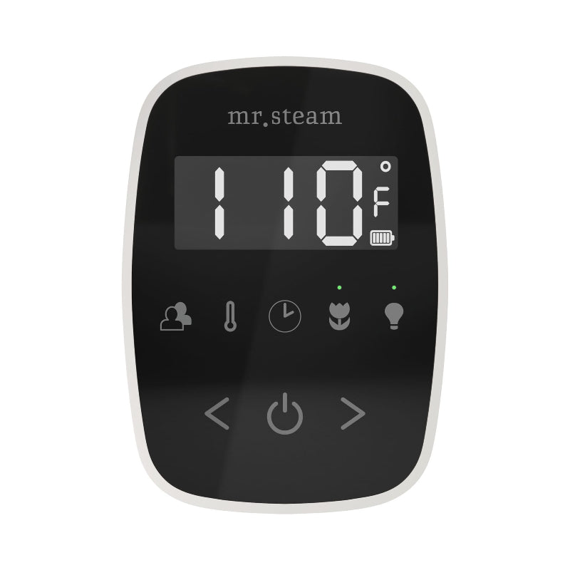 Mr Steam Black TempoFlex Steam Shower Control with White Aroma Steamhead