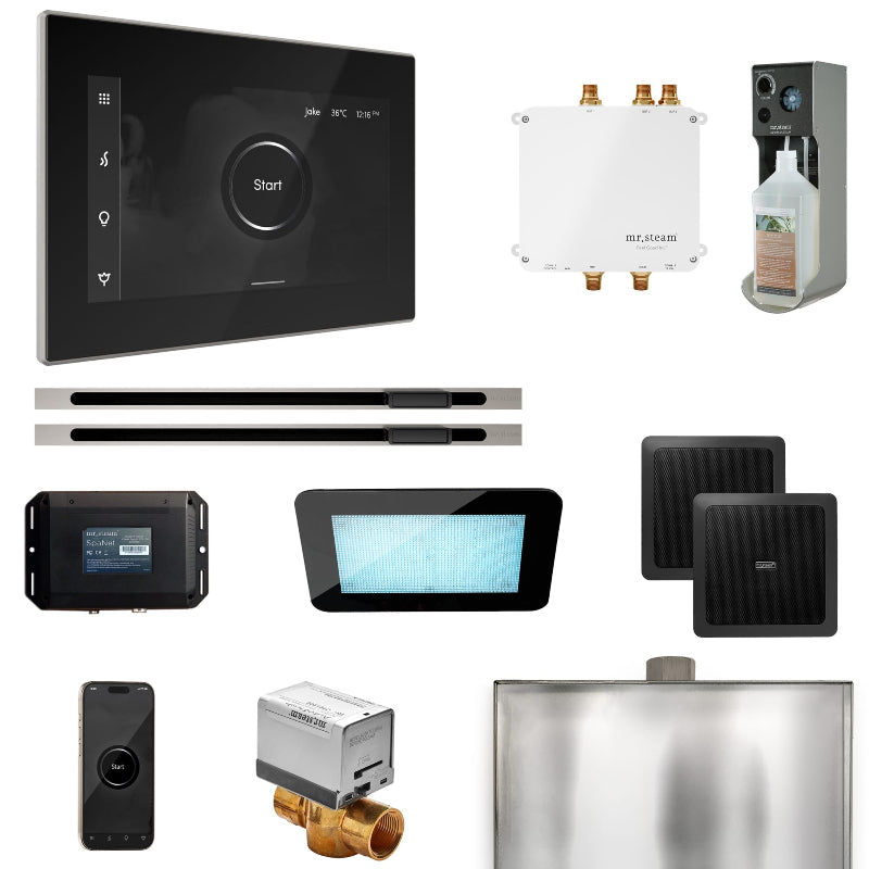 Mr Steam Bliss Max Steam Shower Control Package with iSteamX Control and Linear Steamhead in Black Brushed Nickel