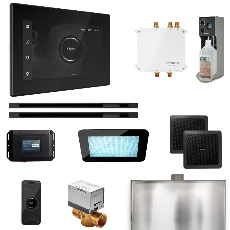 Mr Steam Bliss Max Steam Shower Control Package with iSteamX Control and Linear Steamhead in Black Matte Black