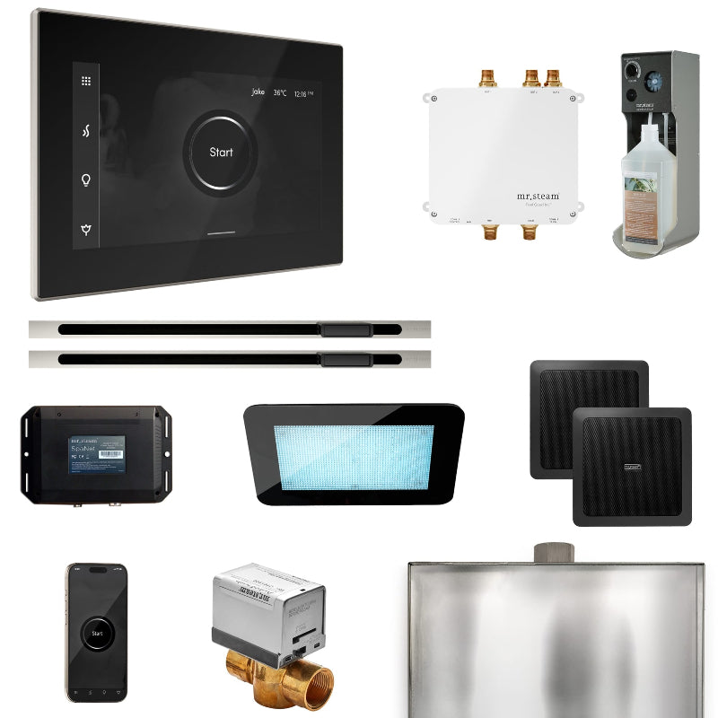 Mr Steam Bliss Max Steam Shower Control Package with iSteamX Control and Linear Steamhead in Black Polished Nickel
