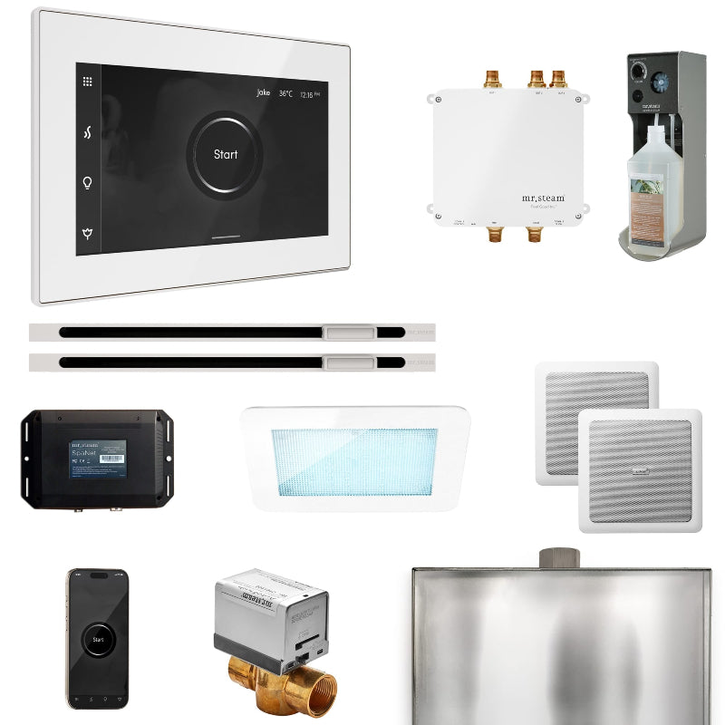 Mr Steam Bliss Max Steam Shower Control Package with iSteamX Control and Linear Steamhead in White Finish