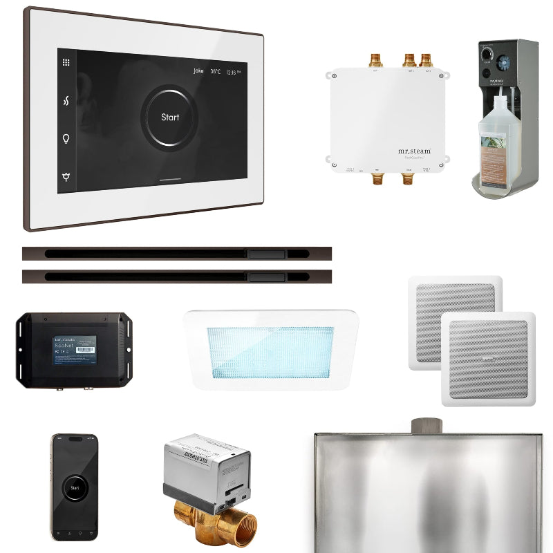 Mr Steam Bliss Max Steam Shower Control Package with iSteamX Control and Linear Steamhead in White Oil Rubbed Bronze