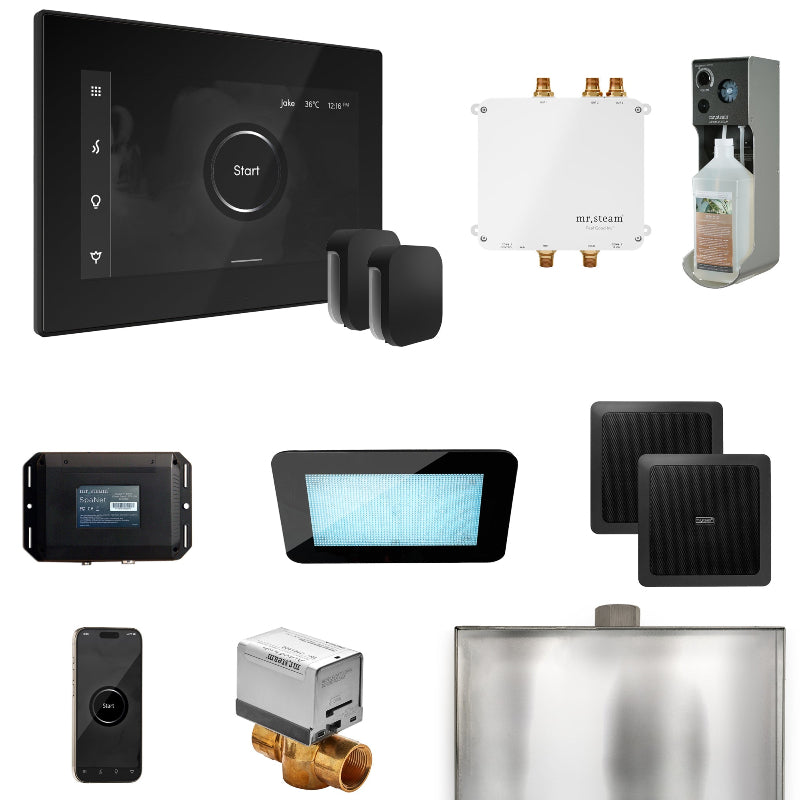 Mr Steam Bliss Max Steam Shower Control Package with iSteamX Control and Steamhead in Black Matte Black
