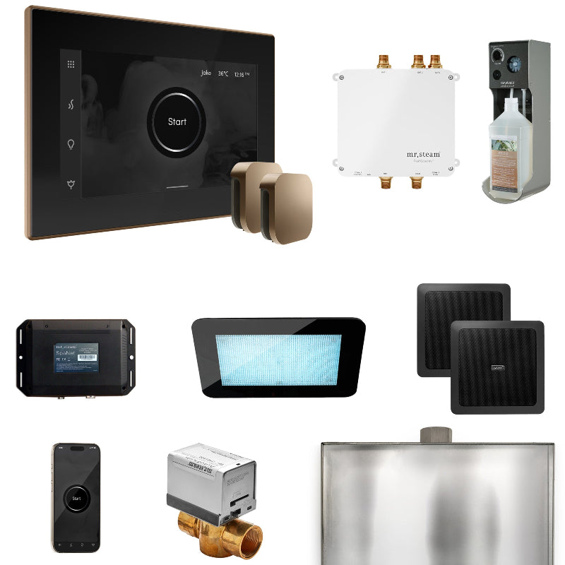 Mr Steam Bliss Max Steam Shower Control Package with iSteamX Control and Steamhead in Black Nouveau Bronze