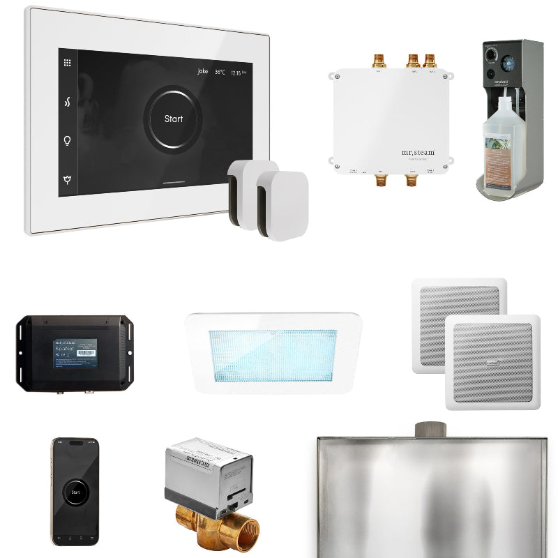 Mr Steam Bliss Max Steam Shower Control Package with iSteamX Control and Steamhead in White Finish