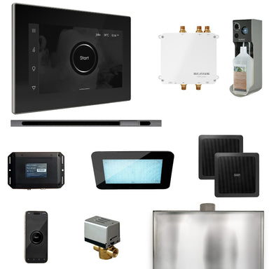 Mr Steam Bliss Steam Shower Control Package with iSteamX Control and Linear Steamhead in Black Brilliant Black