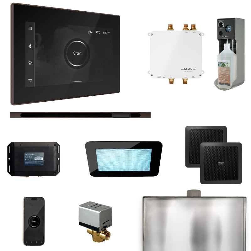 Mr Steam Bliss Steam Shower Control Package with iSteamX Control and Linear Steamhead in Black Oil Rubbed Bronze