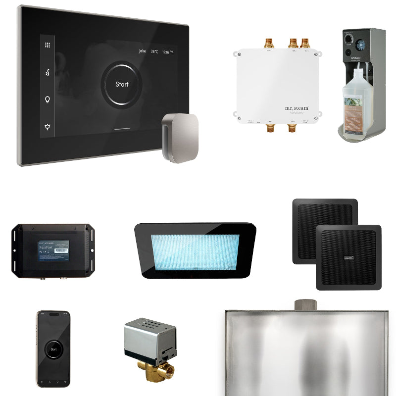 Mr Steam Bliss Steam Shower Control Package with iSteamX Control and Steamhead in Black Brushed Nickel