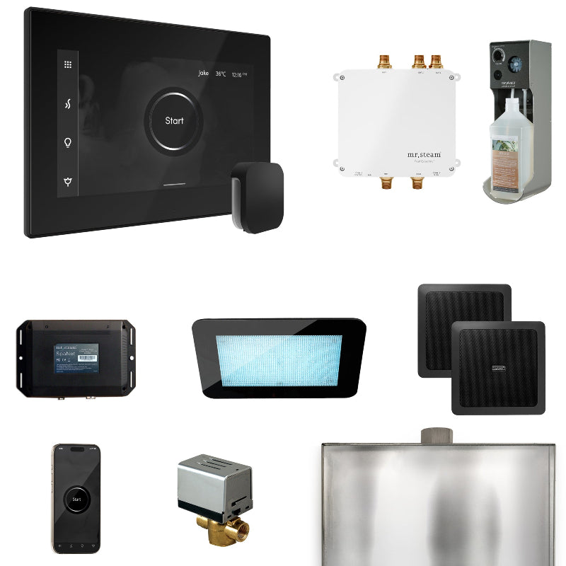 Mr Steam Bliss Steam Shower Control Package with iSteamX Control and Steamhead in Black Matte Black