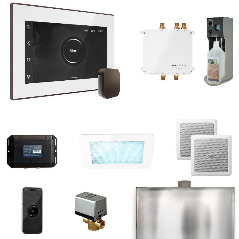 Mr Steam Bliss Steam Shower Control Package with iSteamX Control and Steamhead in White Oil Rubbed Bronze