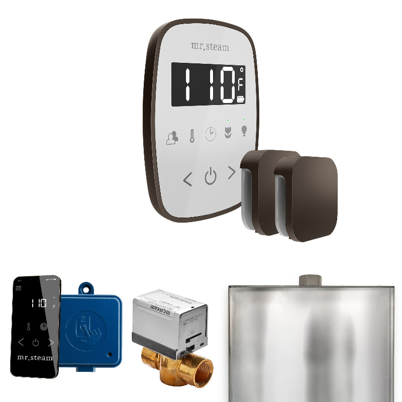 Mr Steam ButlerFlex Max Steam Shower Control Package with White TempoFlex Control and Oil Rubbed Bronze Aromasteam Steamhead