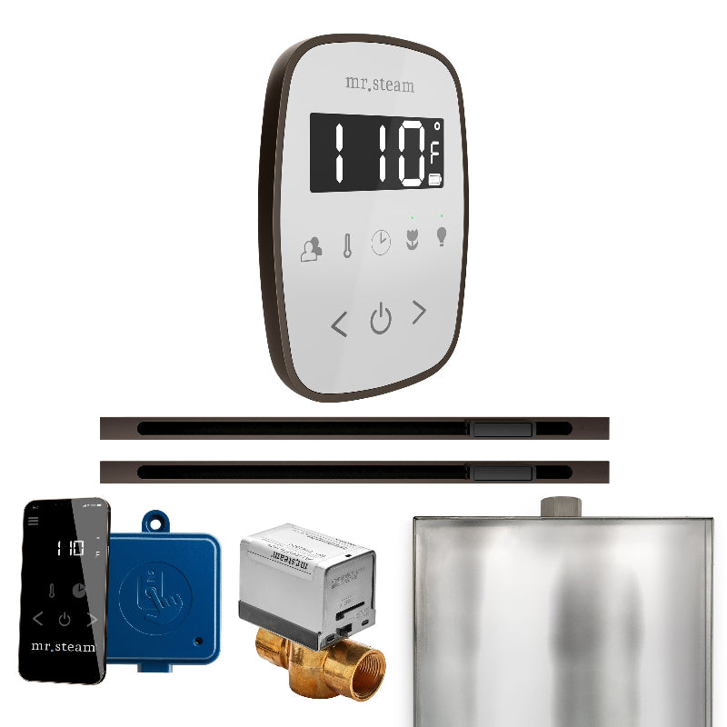 Mr Steam ButlerFlex Max Steam Shower Control Package with White TempoFlex Control and Oil Rubbed Bronze Linear Steamhead