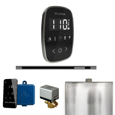 Mr Steam ButlerFlex Steam Shower Control Package with Black TempoFlex Control and Brilliant Black Linear Steamhead