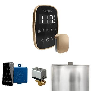 Mr Steam ButlerFlex Steam Shower Control Package with Black TempoFlex Control and Brushed Bronze Aromasteam Steamhead