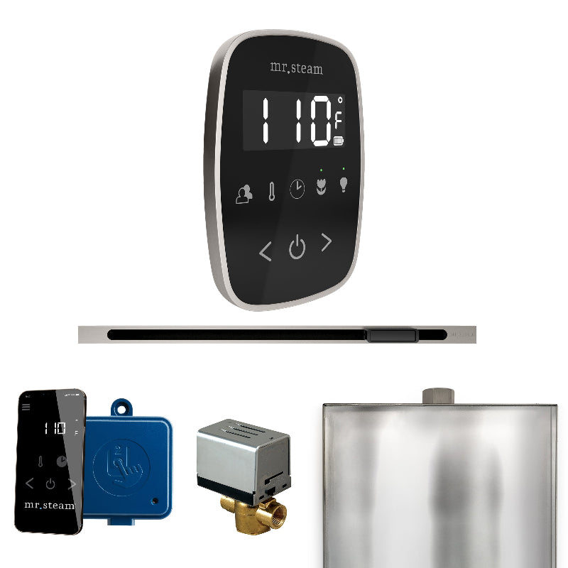Mr Steam ButlerFlex Steam Shower Control Package with Black TempoFlex Control and Brushed Nickel Linear Steamhead