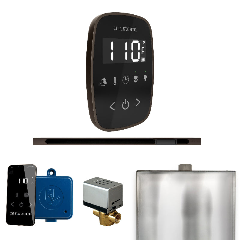 Mr Steam ButlerFlex Steam Shower Control Package with Black TempoFlex Control and Oil Rubbed Bronze Linear Steamhead