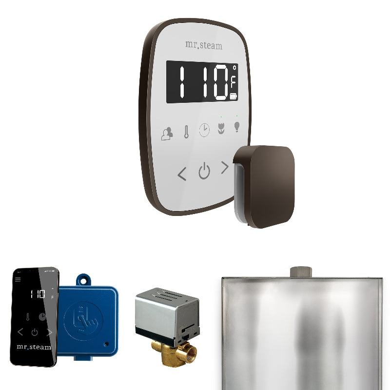 Mr Steam ButlerFlex Steam Shower Control Package with White TempoFlex Control and Oil Rubbed Bronze Aromasteam Steamhead