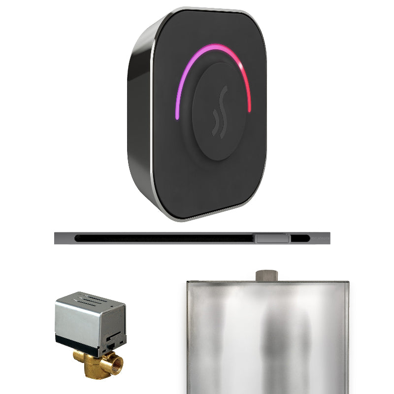 Mr Steam ButlerTouch Steam Shower Control Package with Black TempoTouch Control and Brilliant Black Linear Steamhead