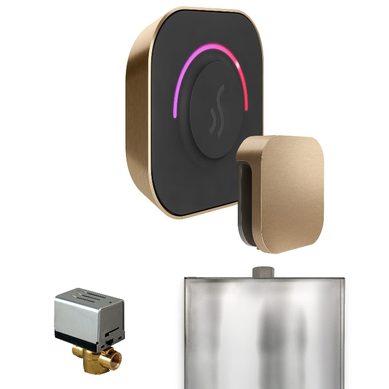 Mr Steam ButlerTouch Steam Shower Control Package with Black TempoTouch Control and Brushed Bronze Aromasteam Steamhead