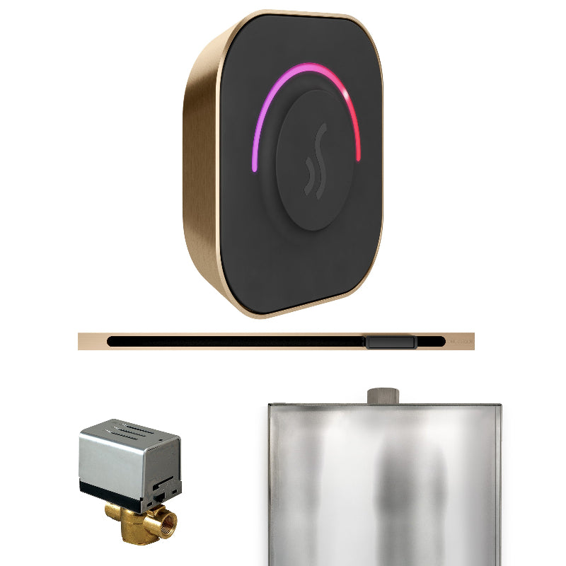 Mr Steam ButlerTouch Steam Shower Control Package with Black TempoTouch Control and Brushed Bronze Linear Steamhead