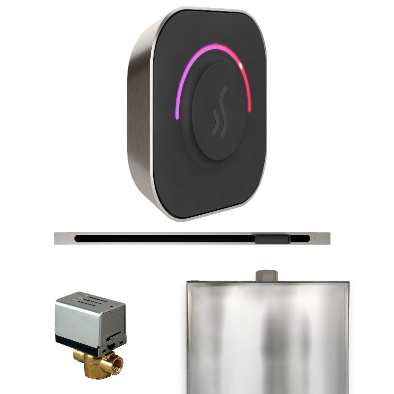 Mr Steam ButlerTouch Steam Shower Control Package with Black TempoTouch Control and Brushed Nickel Linear Steamhead