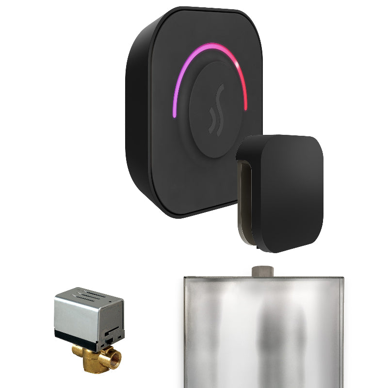 Mr Steam ButlerTouch Steam Shower Control Package with Black TempoTouch Control and Matte Black Aromasteam Steamhead