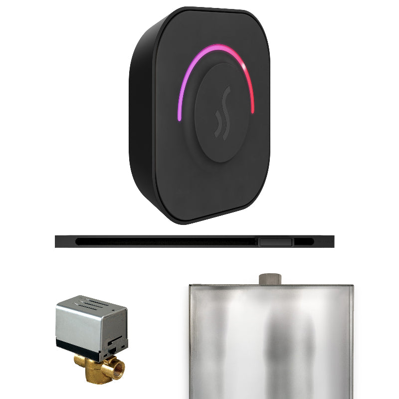 Mr Steam ButlerTouch Steam Shower Control Package with Black TempoTouch Control and Matte Black Linear Steamhead