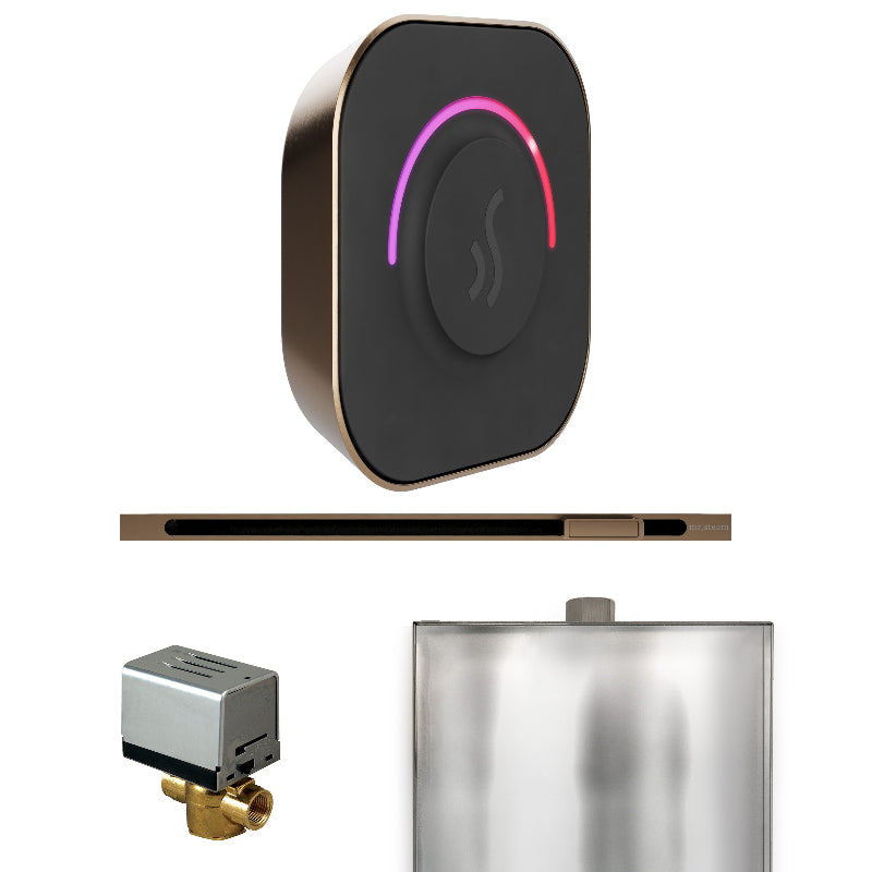 Mr Steam ButlerTouch Steam Shower Control Package with Black TempoTouch Control and Nouveau Bronze Linear Steamhead