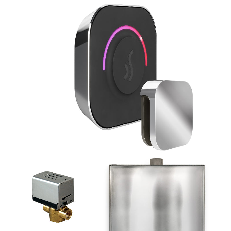 Mr Steam ButlerTouch Steam Shower Control Package with Black TempoTouch Control and Polished Chrome Aromasteam Steamhead