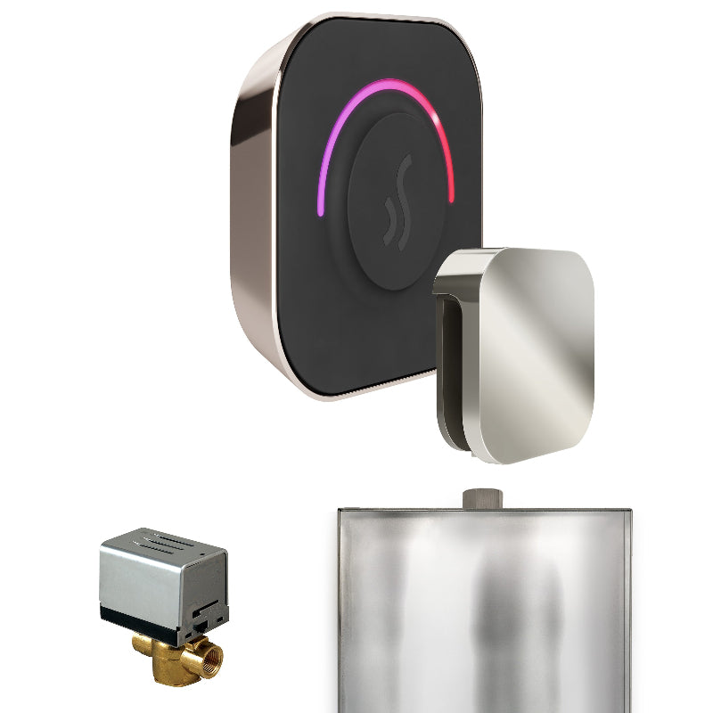 Mr Steam ButlerTouch Steam Shower Control Package with Black TempoTouch Control and Polished Nickel Aromasteam Steamhead